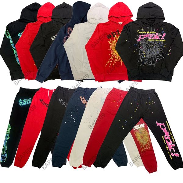 pullover black sp5der young thug 555555 angel hoodies men shoe printing spider web sweatshirts designer women red hoodie
